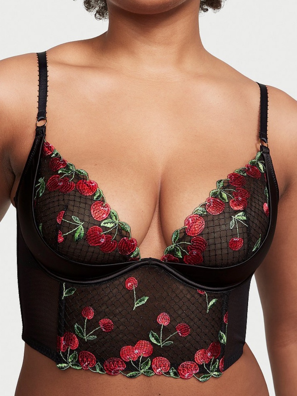 Victoria’s Secret Cherry Embroidery Quarter Cup Corset Top NWT